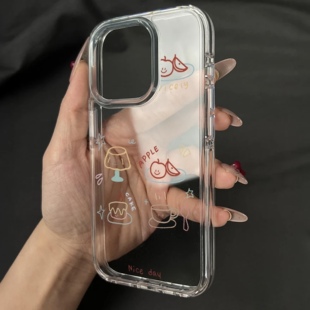 线条餐盘下午茶适用苹果17promax手机壳iPhone16reno14小米15华为Pura80pro保护套vivox200红米K80荣耀Magic7