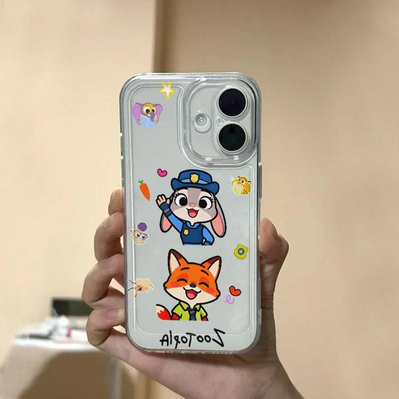 情侣超萌Q版朱迪尼克疯狂动物城适用苹果17Pro手机壳iPhone16max13小米15华为mate80pura70k90Reno14荣耀500