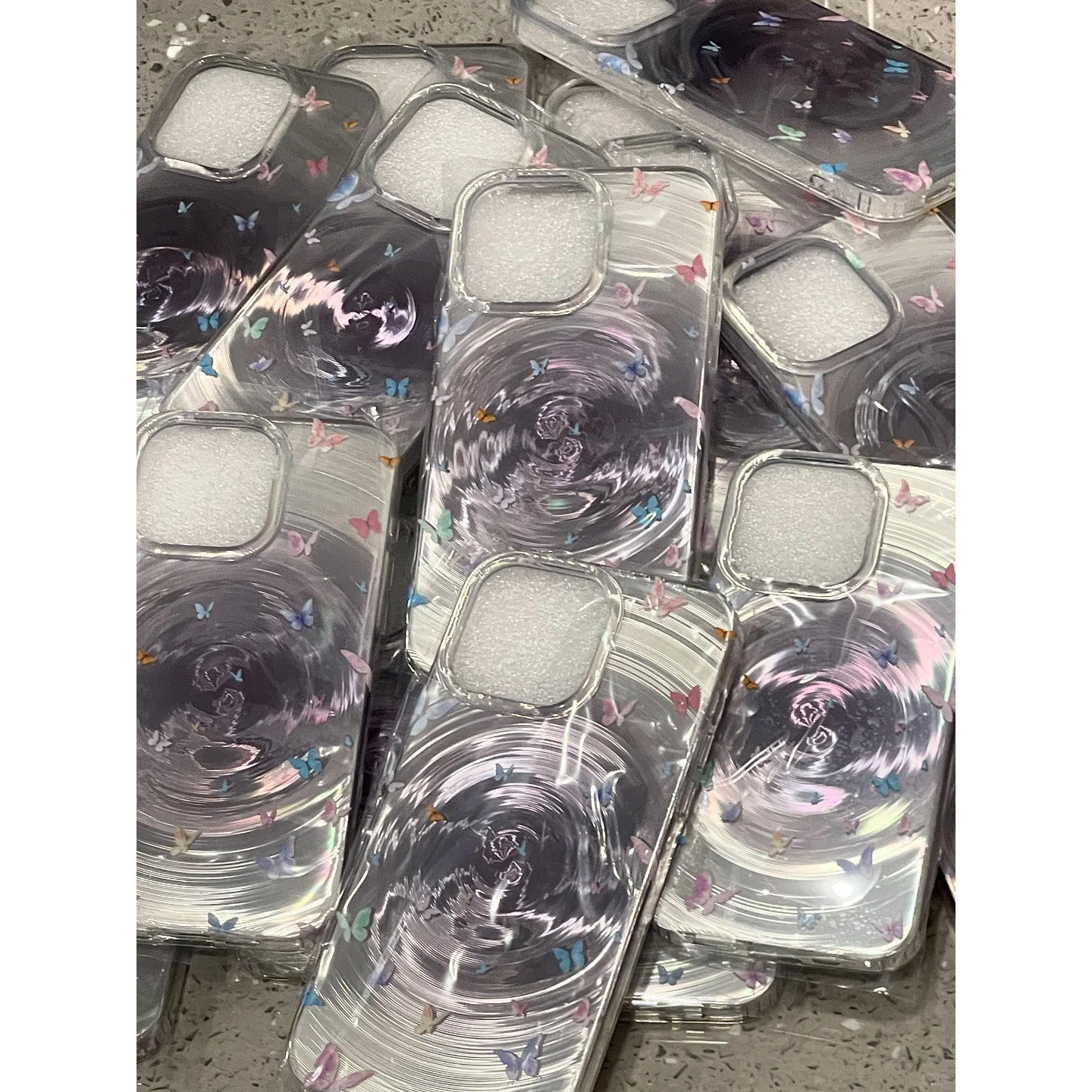 ins韩系渐变紫色镭射蝴蝶适用苹果16手机壳iphone15pro新款14女款13梦幻15硬壳14promax甜美13pro全包保护套