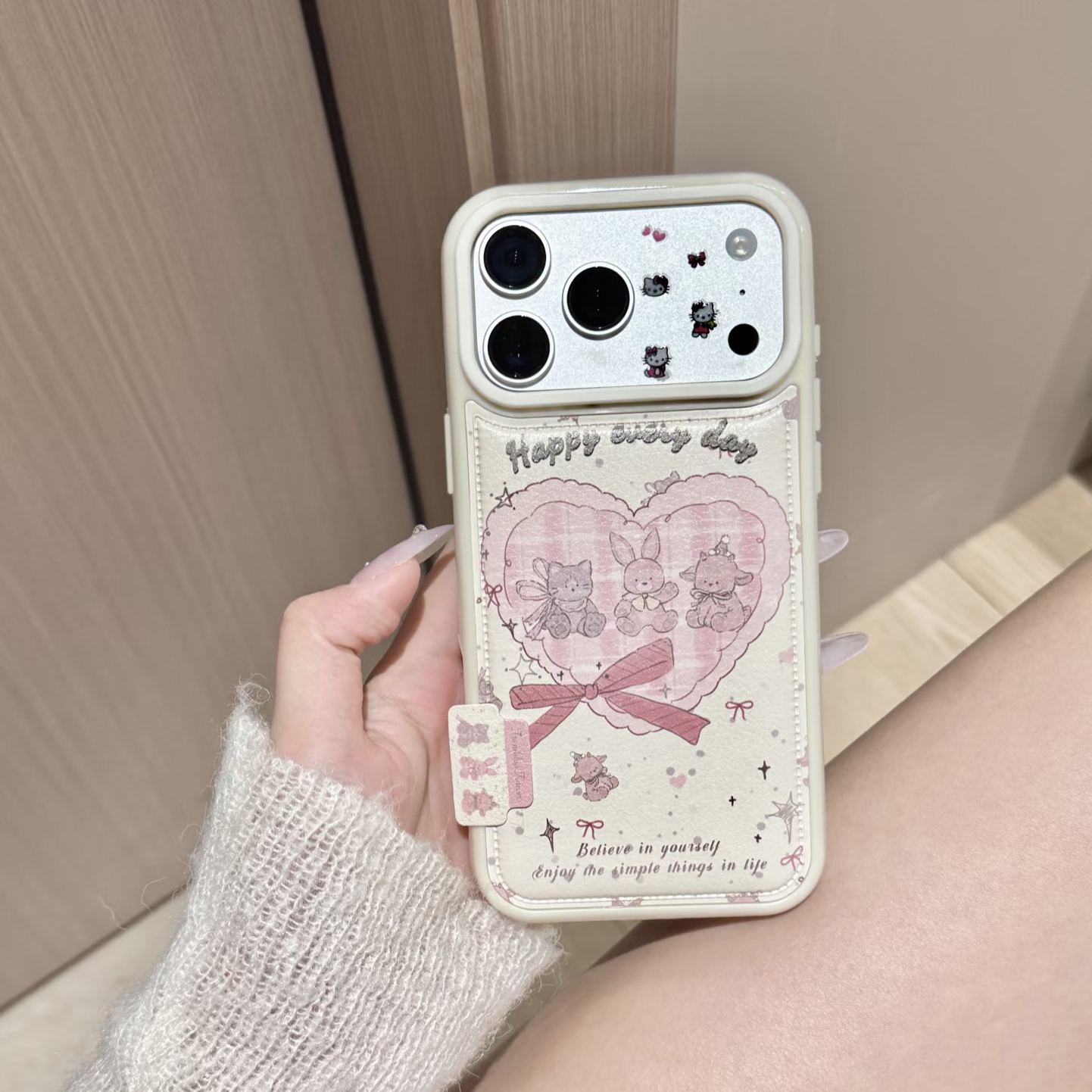 少女心卡通爱心动物适用苹果17promax手机壳iPhone16pro新款15pro小众16日韩13女14皮纹17创意全包防摔保护套