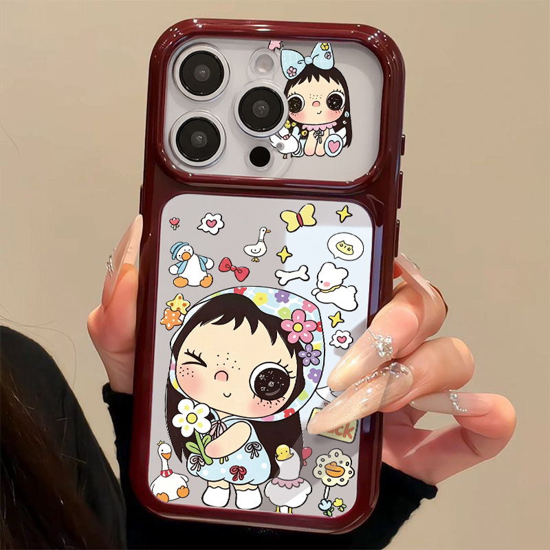 头巾小玉鸭子适用苹果18/17promax手机壳iPhone16秒变大视窗mate80樱桃红FindX9小米18pro透明VIVO华为pura90
