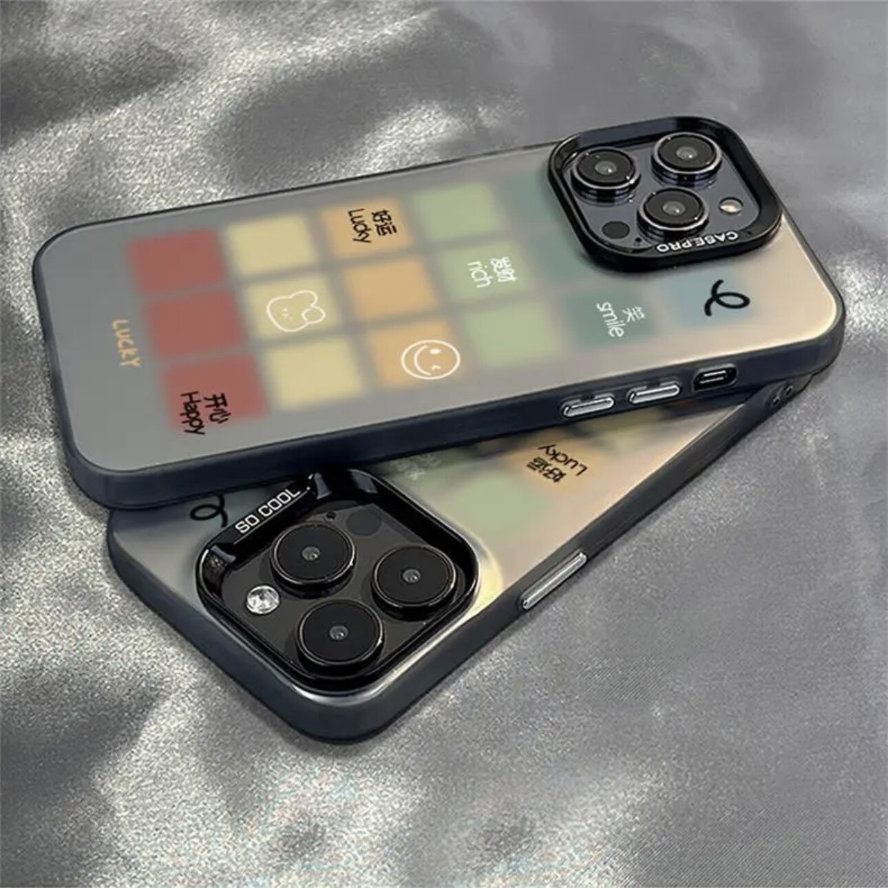 渐变开心好运发财方块手机壳适用于苹果16proiphone14小米15华为pura70nova13mate60荣耀300oppo彩银vivox200