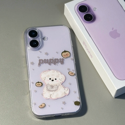 快乐苹果小狗适用苹果17promax手机壳iPhone16可爱reno14小米15华为Pura80pro软套vivox200红米K80荣耀Magic7