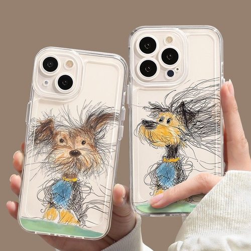 搞怪凌乱小狗适用苹果16promax手机壳华为p70全包reno12小米vivo荣耀200红米note13创意iPhone15硅胶14软套13