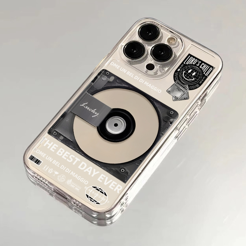 复古CD英文适用iphone16promax手机壳苹果13趣味14华为pura70pro全包透明vivox200小米15防摔oppo软套红米k80