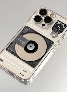 复古CD英文适用iphone16promax手机壳苹果13趣味14华为pura70pro全包透明vivox200小米15防摔oppo软套红米k80