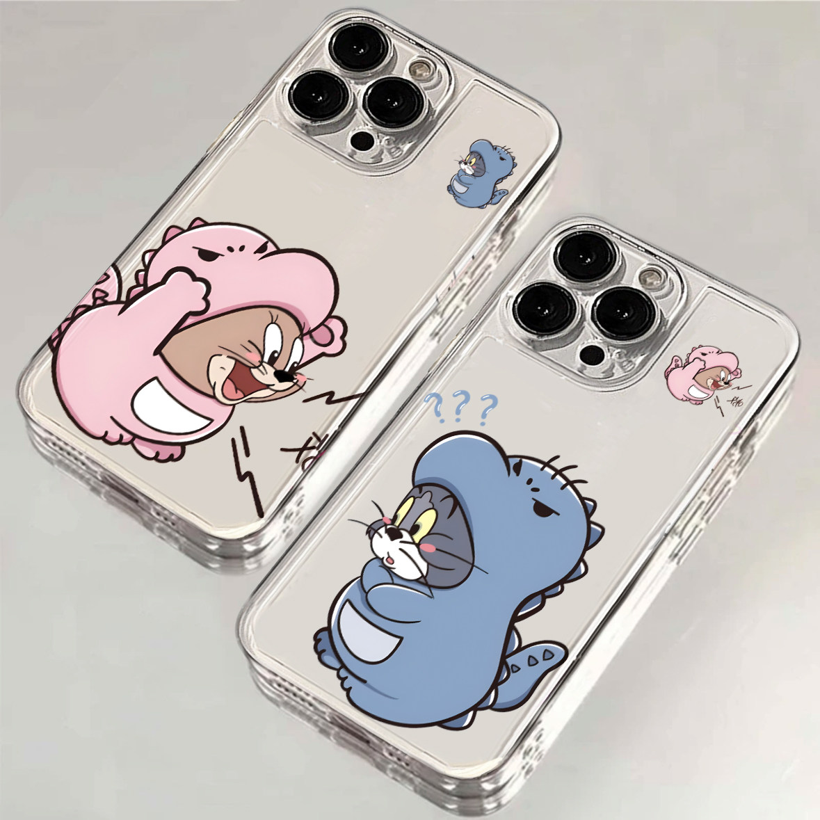 超萌粉头套杰瑞汤姆适用苹果14手机壳15promax新款nova12华为mate60红米k70卡通13全包OPPO小米14防摔软壳100