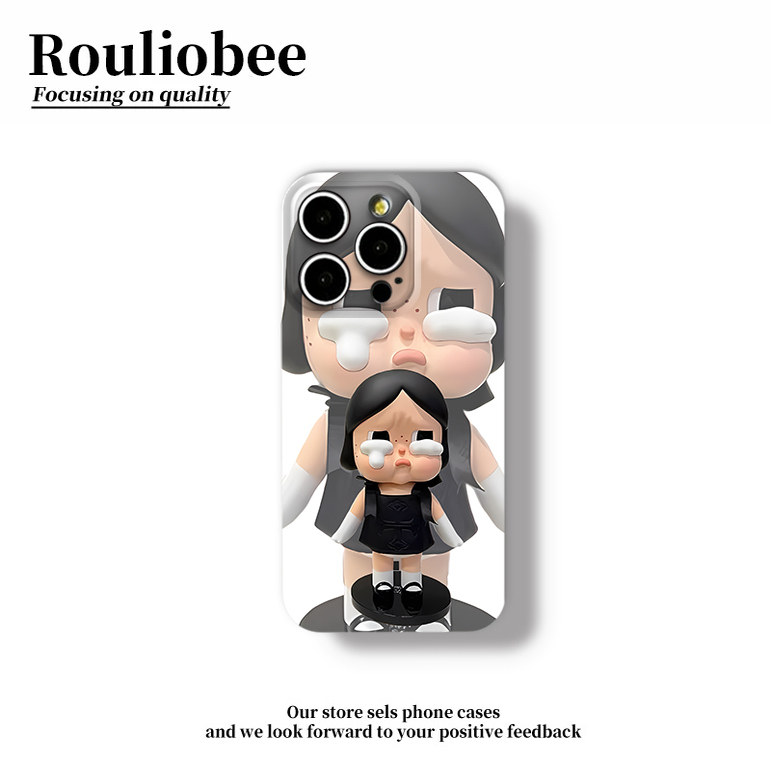 黑色小裙子哭娃新款适用苹果17Pro手机壳iPhone15max小米16华为mate70pura80k60nova14荣耀400x100reno13s20