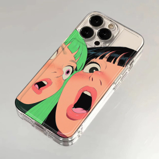 搞怪惊讶女孩适用苹果16promax手机壳iPhone14pro卡通华为mate70荣耀300透明Reno13小米15vivox200s19软套k80