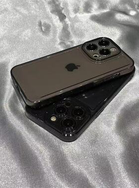 简约透黑高级感适用苹果15promax手机壳新款13/14pro硅胶iphone14全包12女x男士xr保护套plus防摔ip16promax