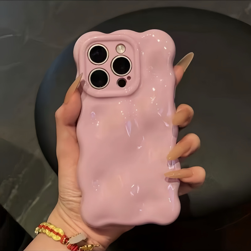 韩风温柔纯色陨石纹适用iPhone16plus手机壳苹果12promax全包11女15promax波浪个性14promax简约防摔软13保护
