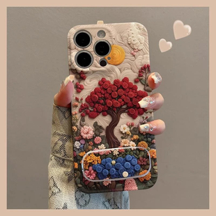 油画红色玫瑰适用苹果华为vivo小米15oppo红米荣耀iPhone16手机壳17promax菲林14支架ip13新款 12女mate70pro