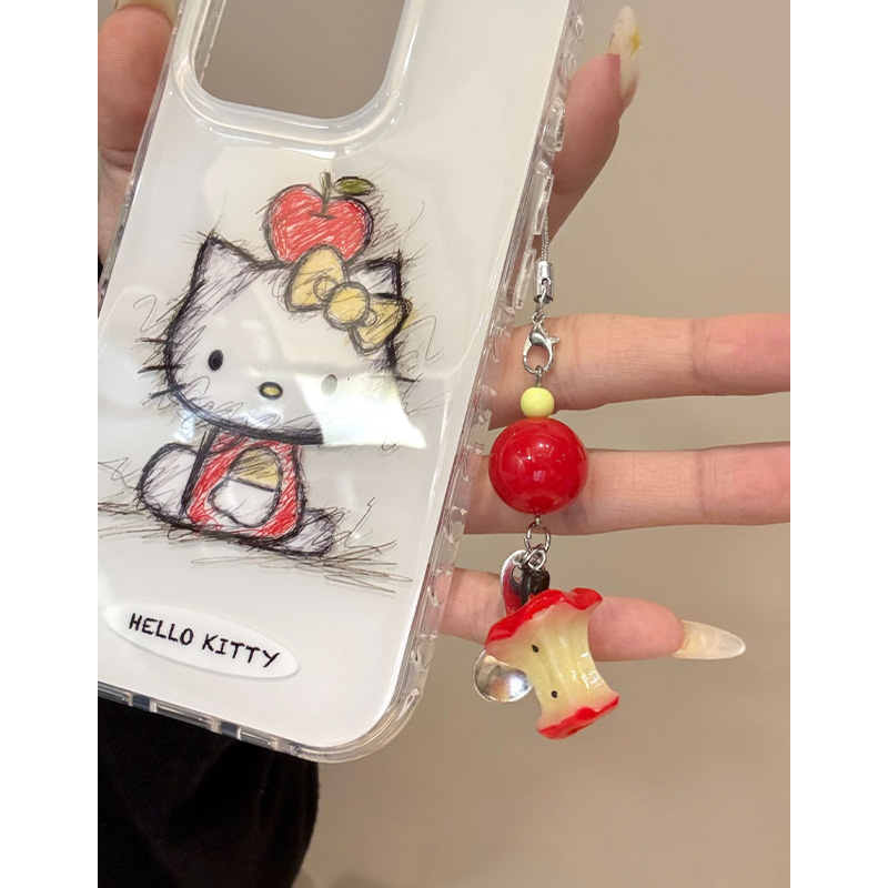 趣味可爱素描涂鸦哈喽kt适用iphone16promax手机壳苹果15/14/13带手链华为mate70大孔vivos20小米oppo荣耀300