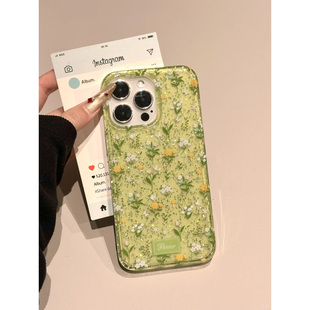 亮闪闪ins韩系温柔小众碎花适用苹果15手机壳iPhone16ProMax新款15pro高级感13女款12硅胶14pro防摔全包软壳