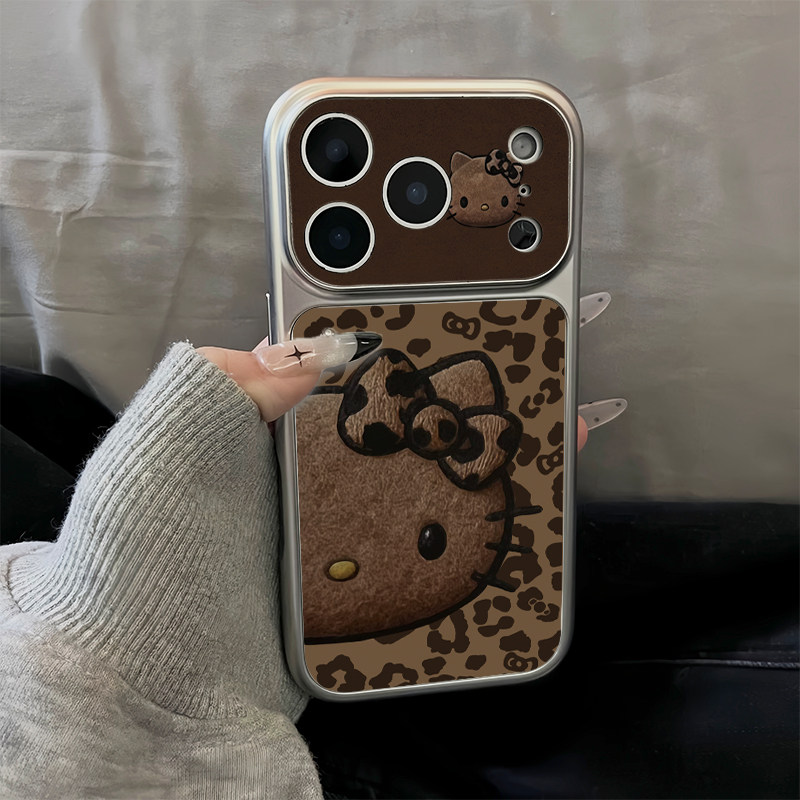 咖豹纹猫猫头适用苹果17pro手机壳秒变18新款iPhone18promax小米17华为mate80pura90Y300reno15nova16保护套