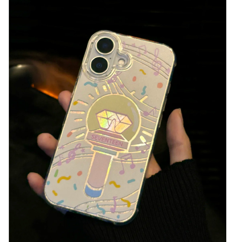男女团应援棒适用于苹果16手机壳iPhone15pro镭射彩银TXT追星人EXO苹果14/13pm爱豆11/MAX/7/8PLUS保护TNT套