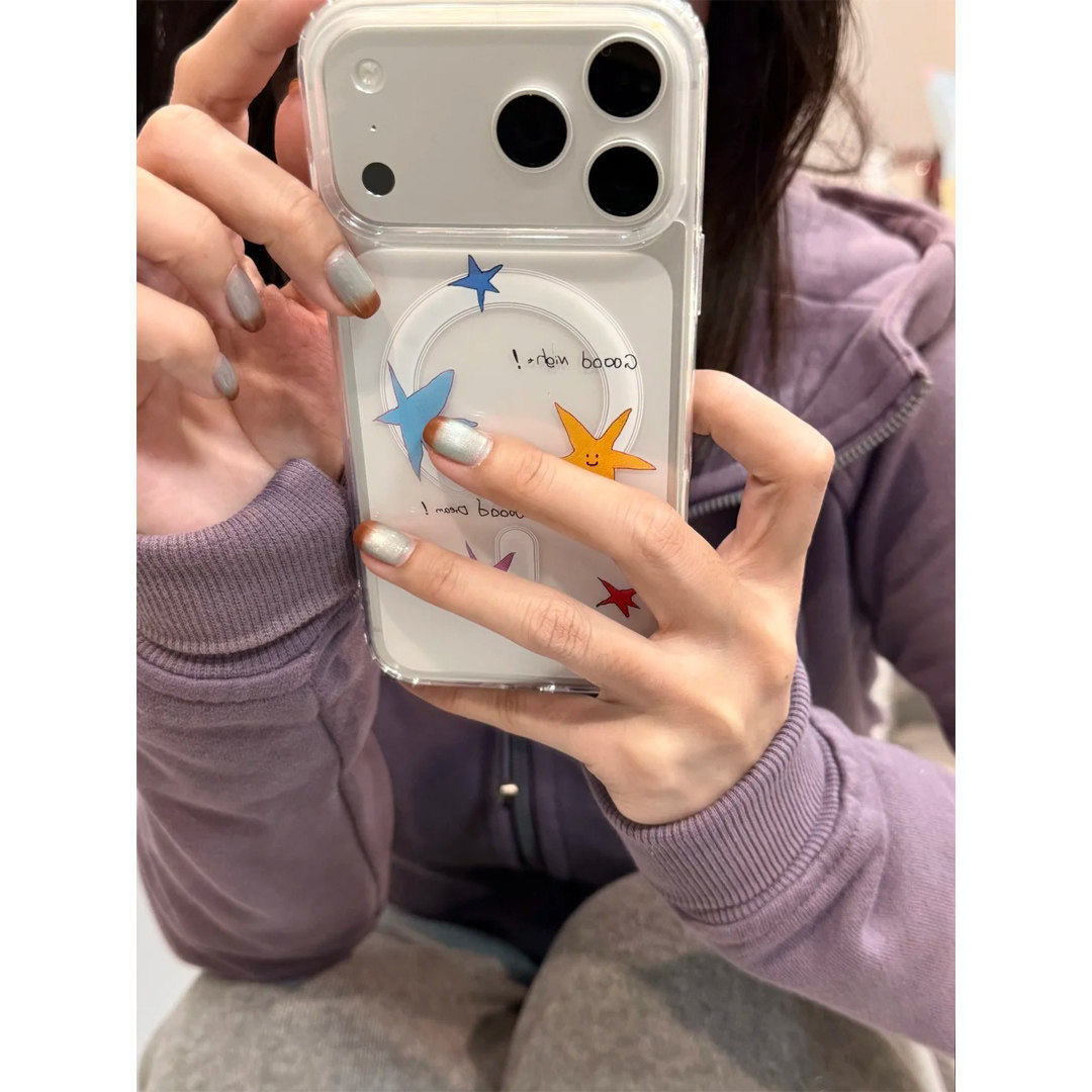 五彩星星适用iphone17promax苹果16pro磁吸手机壳17air可爱15亚克力14简约13透明12个性11高级16plus硬13mini