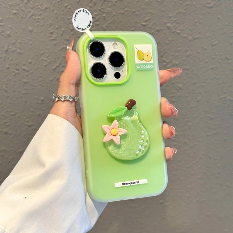 小清新绿色雪梨适用苹果16promax手机壳iphone14pro新款13肤感果冻12可爱11保护套15promax大孔防摔15plus壳