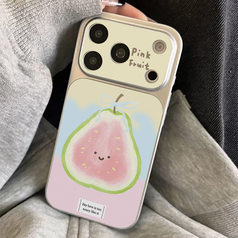 渐变芭乐表情适用苹果17promax手机壳iPhone18PRO可爱小米17Max华为mate80pura90电镀秒变壳Y300reno15nova16