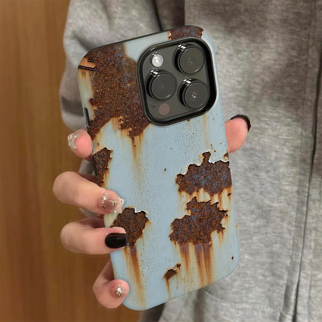 锈迹斑斑手机壳苹果16pro华为mate70生锈iPhone15Promax小米14铁锈vivo复古OPPO仿真13的12版11创意x小众适用