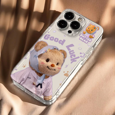 紫衣黄油小熊适用苹果16promax手机壳iPhone17pro卡通华为mate70荣耀300透明Reno14小米15vivox200s19软套k80