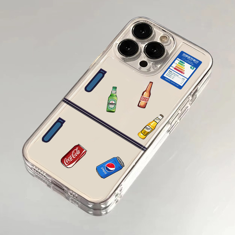趣味饮料冰箱适用iphone16promax手机壳苹果13透明14华为mate70pro高级感vivox200s19小米15oppo软套红米k80