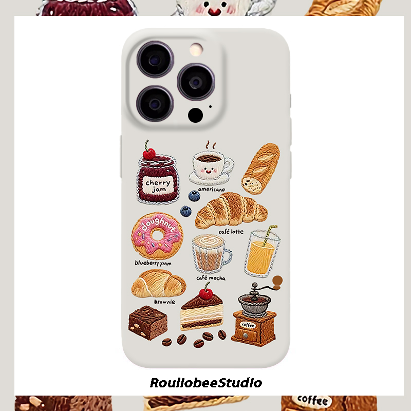 咖啡糕点面包适用iPhone17promax苹果16小米15手机壳reno14小众华为mate70菲林硬壳pura80pro全包vivo红米k80