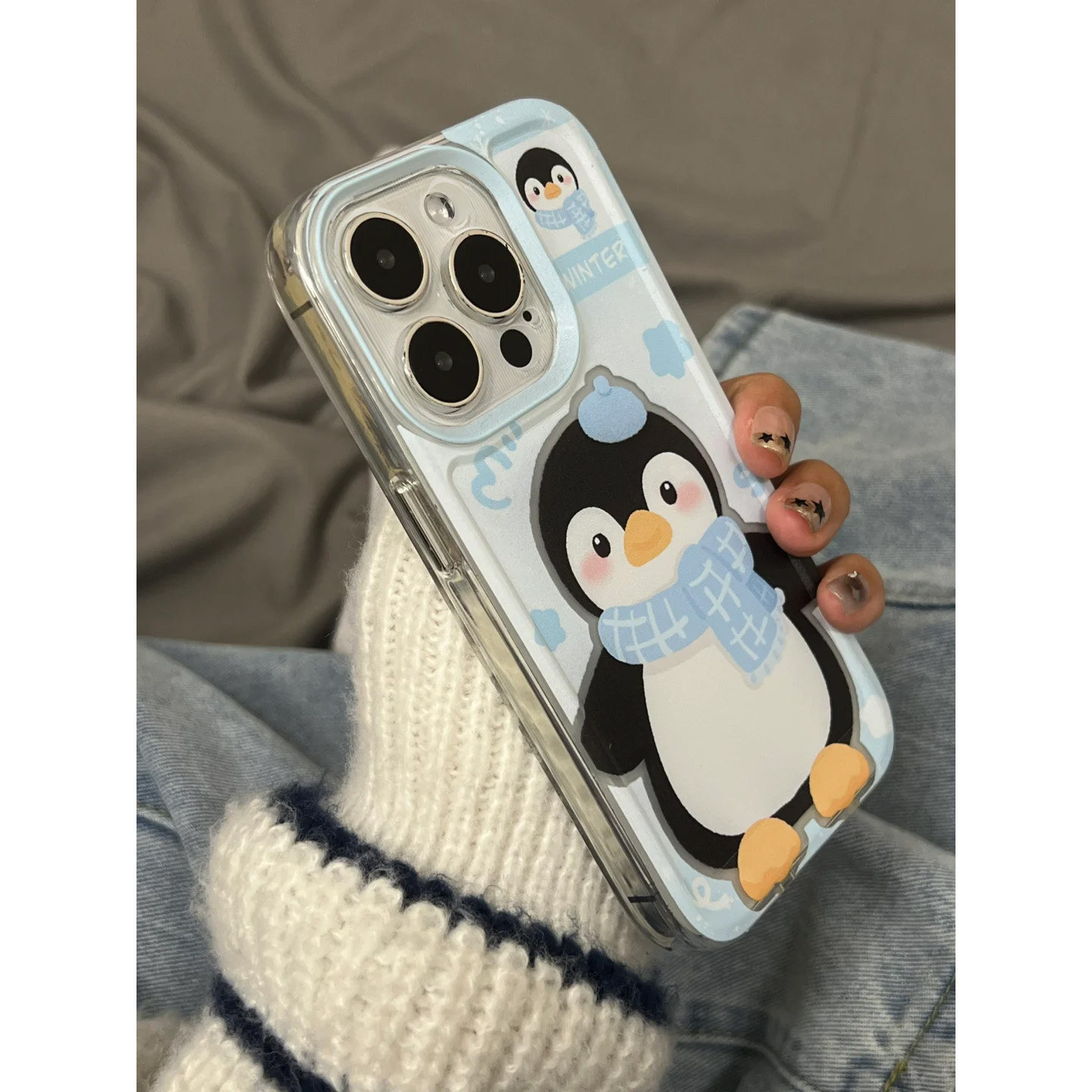 蓝围巾企鹅适用苹果16手机壳iPhone15plus/13promax12/11xs荣耀200xr华为P70opporeno12/x小米14vivoxs19个性