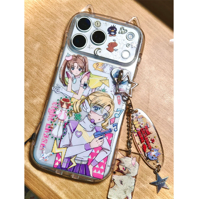 鞠婧祎同款持枪美少女适用苹果17promax手机壳iPhone16/15小蛮腰猫耳朵14pro女13透明12超好看11硅胶防摔软壳