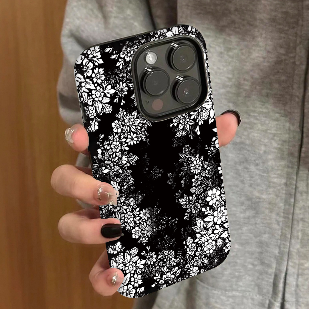 繁花黑色系iPhone15promax苹果16华为mate50/p70/60小米14新款12/13适用iqoo11荣耀90vivoS16手机壳opporeno9