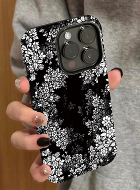 繁花黑色系iPhone15promax苹果16华为mate50/p70/60小米14新款12/13适用iqoo11荣耀90vivoS16手机壳opporeno9