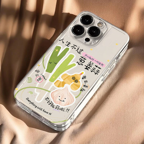 人生不过葱姜蒜适用苹果华为vivo小米15oppo红米荣耀iPhone16手机壳15promax软套14文字i13新款12女mate70pro