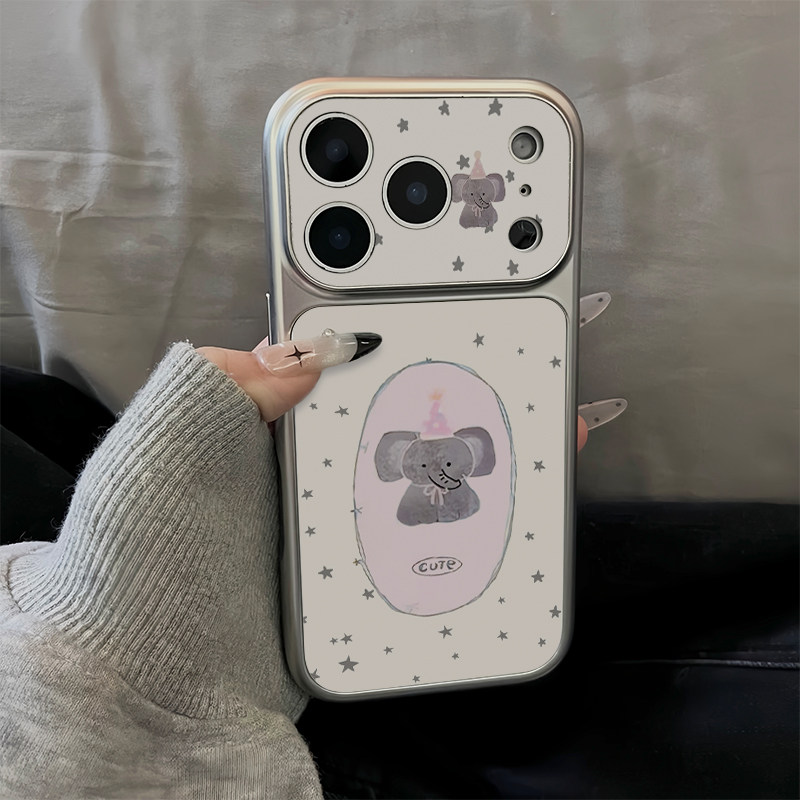 星星灰色小象适用苹果17promax手机壳iPhone18PRO可爱小米17Max华为mate80pura90电镀秒变壳Y300reno15nova16