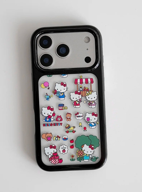 少女心卡通可爱Kitty猫插画适用iPhone17promax手机壳苹果15新款14pro日韩13pro趣味12女13创意16全包保护套