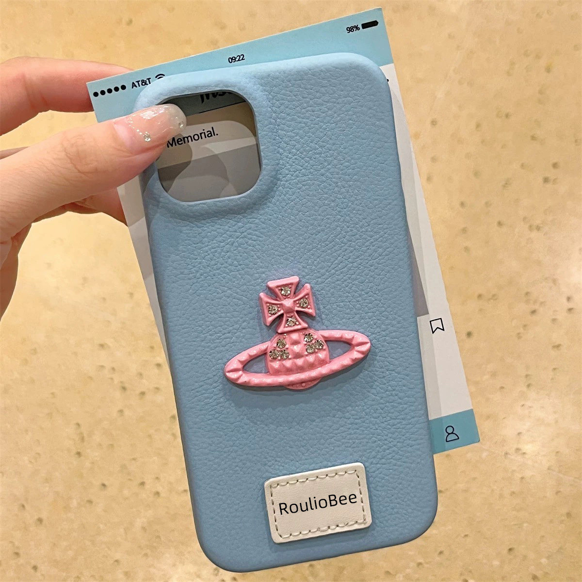 奢华ins潮牌16pm新天蓝立体闪钻星球皮质西太后iPhone15promax手机壳12适用13苹果14pro max保护套防摔ip16女
