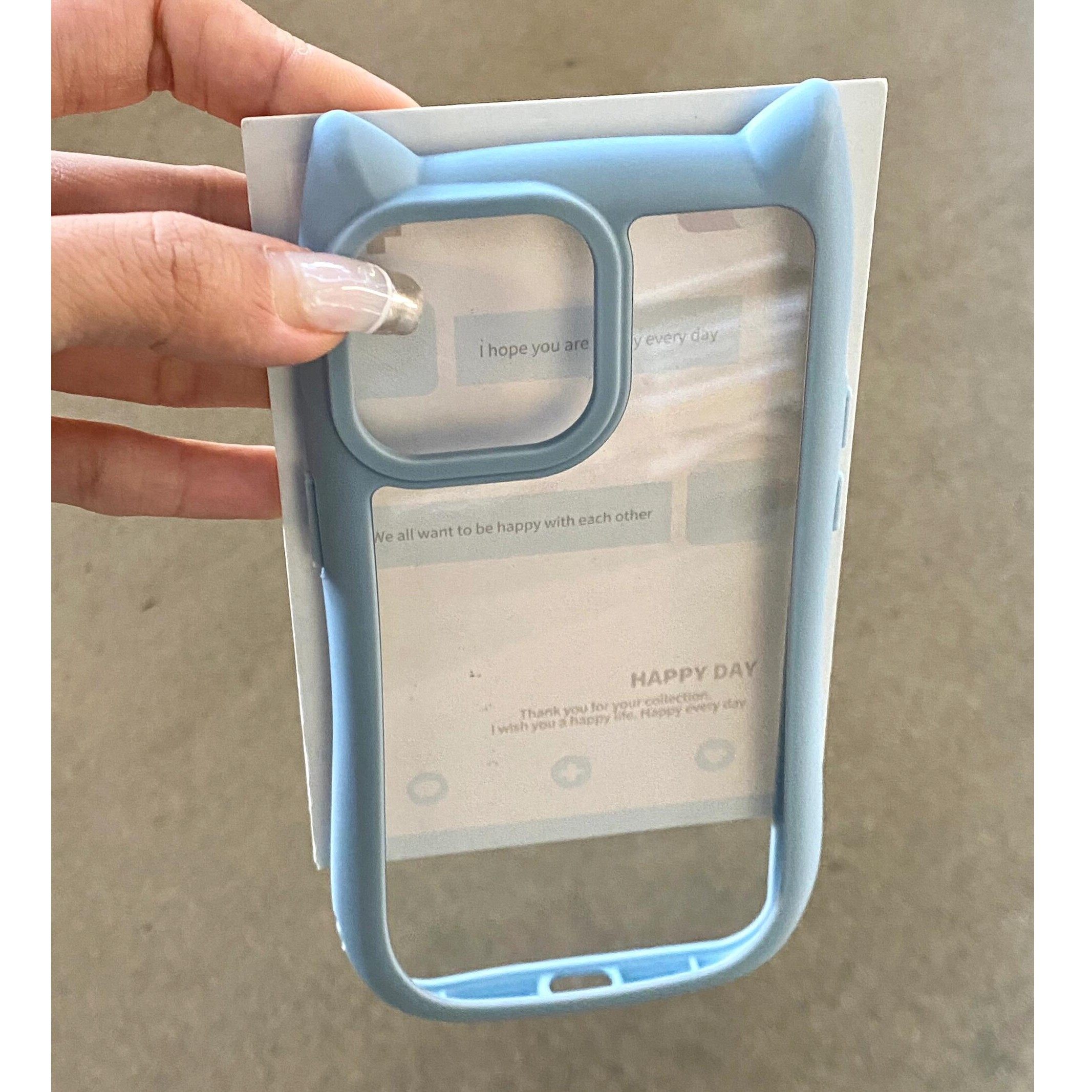 个性创意亚克力猫耳朵适用iPhone15promax纯色透明手机壳苹果16pro防摔硅胶透明14/13软壳保护套12/11promax