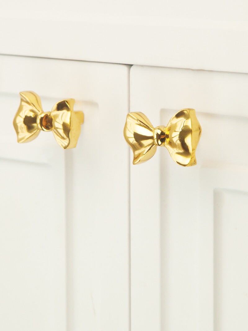 ZPK 원래 디자인 황동 밝은 금 캐비닛 도어 단일 구멍 핸들 프랑스 가구 서랍 캐비닛 활 핸들