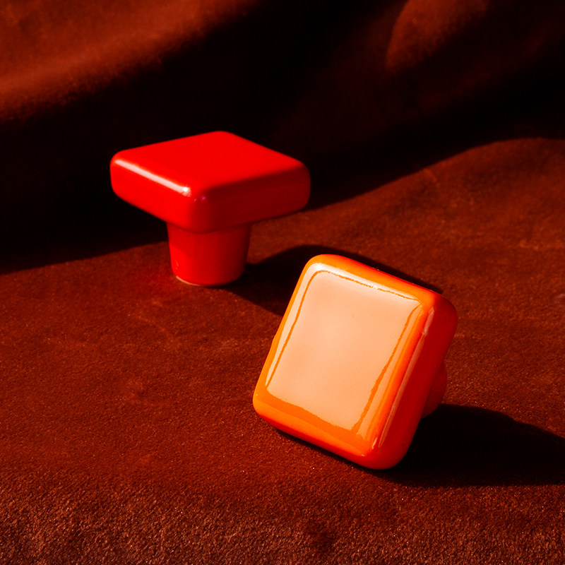 创意复古中古风方形多巴胺陶瓷拉手衣橱橱柜衣柜门柜拉手把手