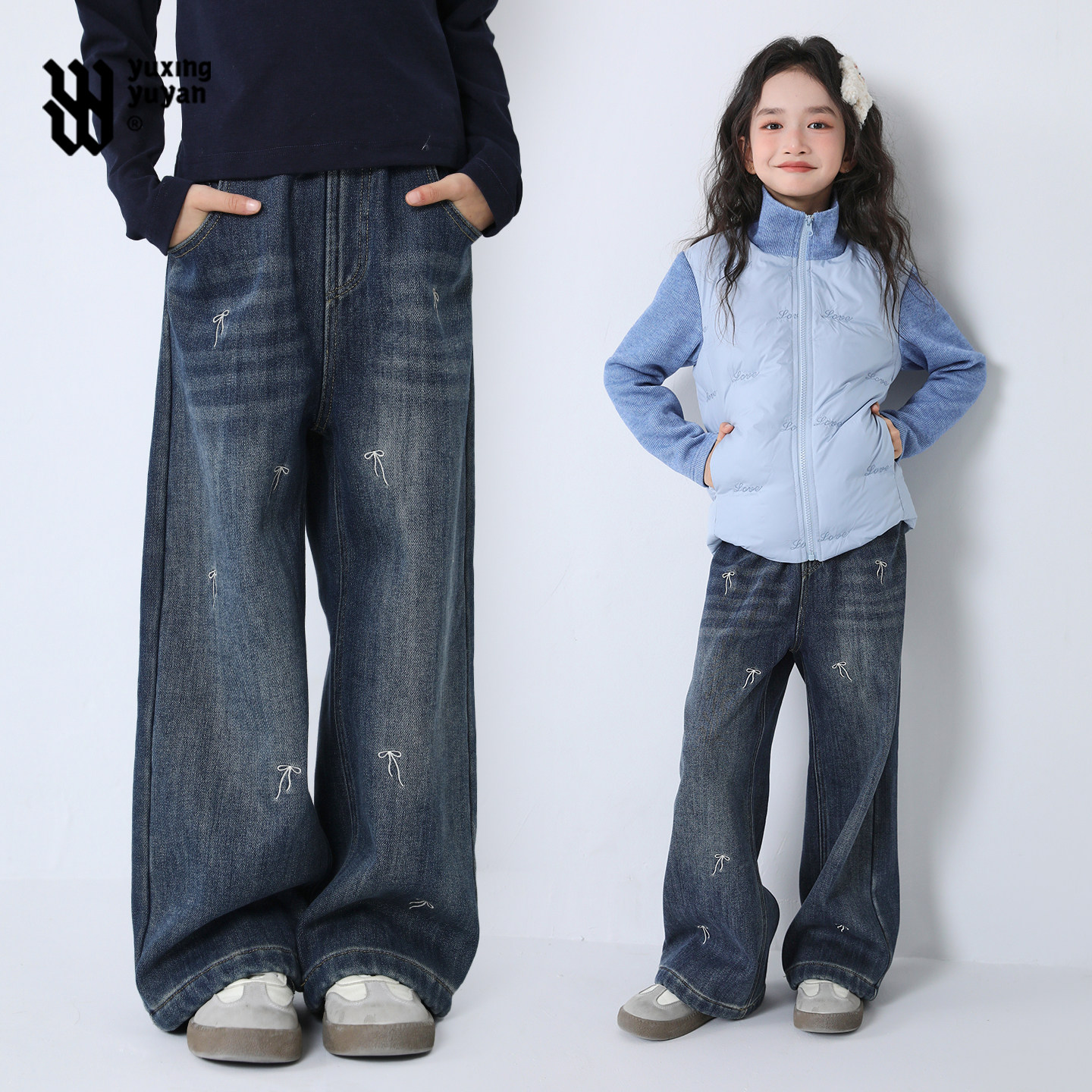 女童加绒牛仔裤2025冬季新款中大童加厚一体绒裤子初中生直筒裤潮,童装/婴儿装/亲子装,裤子,淘宝优惠券,粉丝福利购,淘宝优惠卷