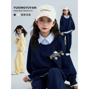 女童卫衣套装2026春秋季新款中大童超好看运动休闲春装薄款两件套