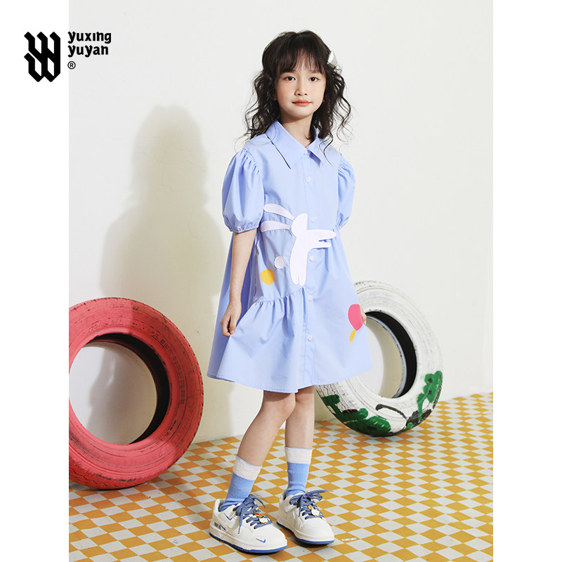 女童夏季连衣裙2026年新款中大童洋气时髦衬衫裙儿童夏装休闲裙子