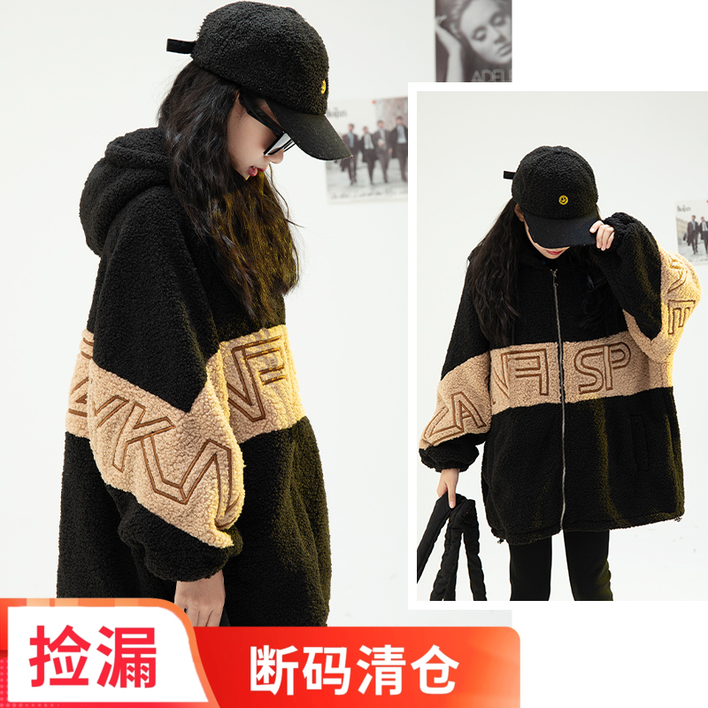 女童羊羔外套秋冬新款加绒