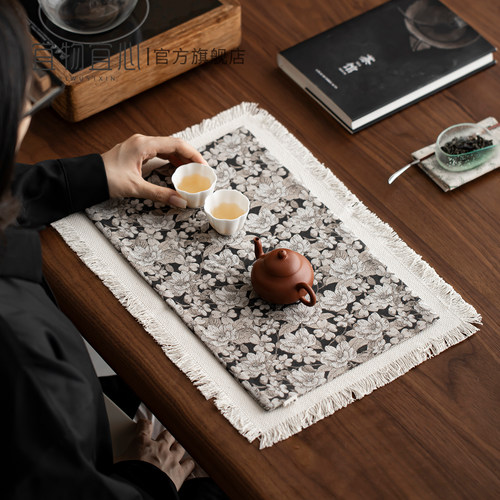 宜物宜心 刺子绣干泡席茶席中式干泡垫茶桌布隔热垫防烫茶具配件