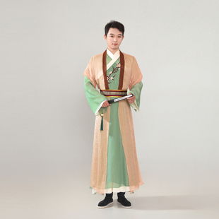 纸扇书生舞蹈演出服古典舞扇子舞男汉服侠客舞蹈服古装荷花奖群舞