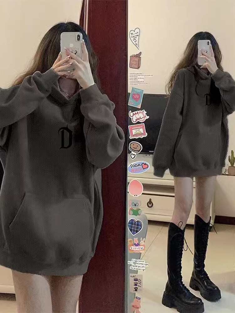 High-end Women's Hoodie from Jimo, Shandong - 2025 New Autumn/Winter Bestseller, Fleece Lined and Thickened, American Retro Style