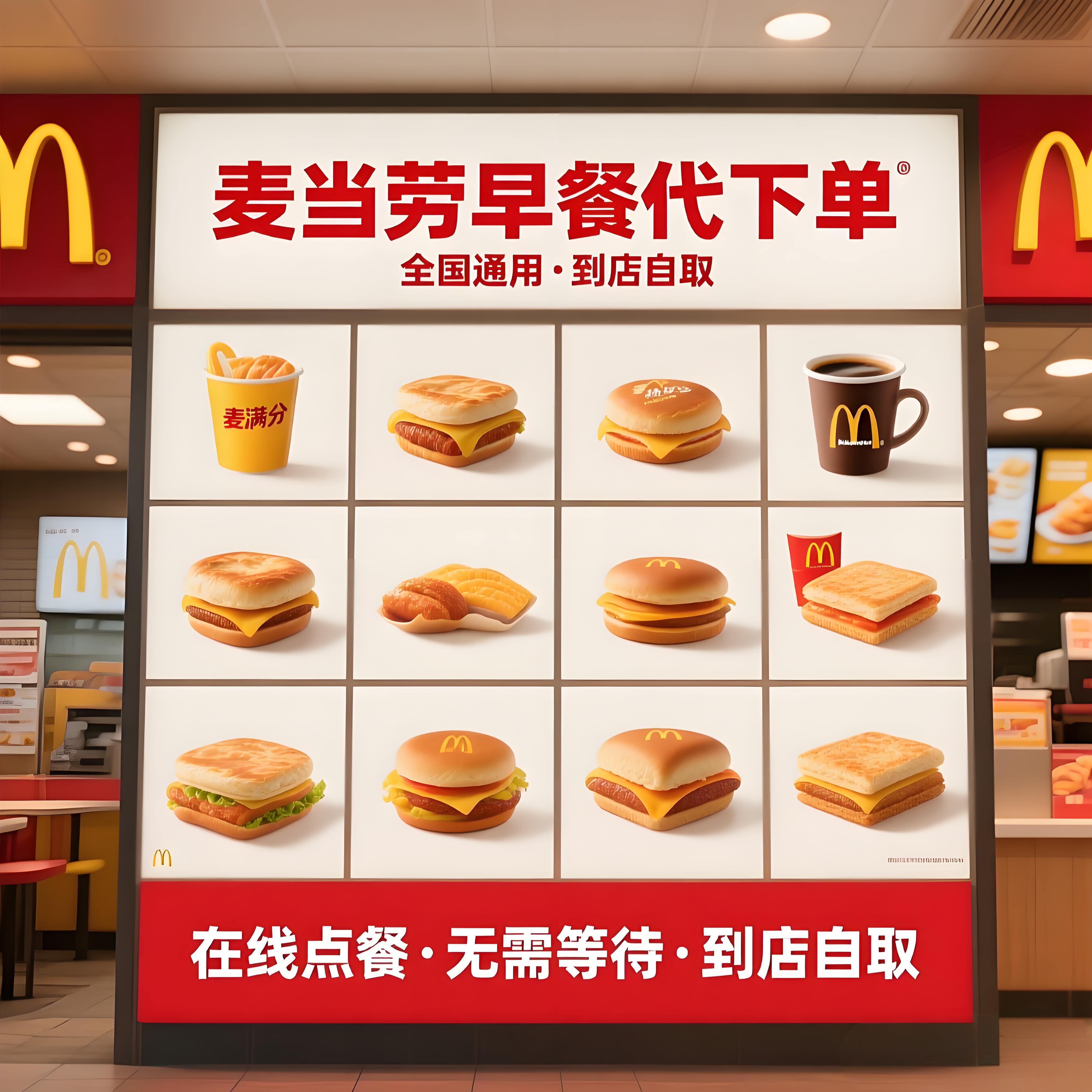 麦当劳早餐代下单优惠券板吉士蛋麦满分烧鸡腿堡猪柳薯饼豆浆咖啡