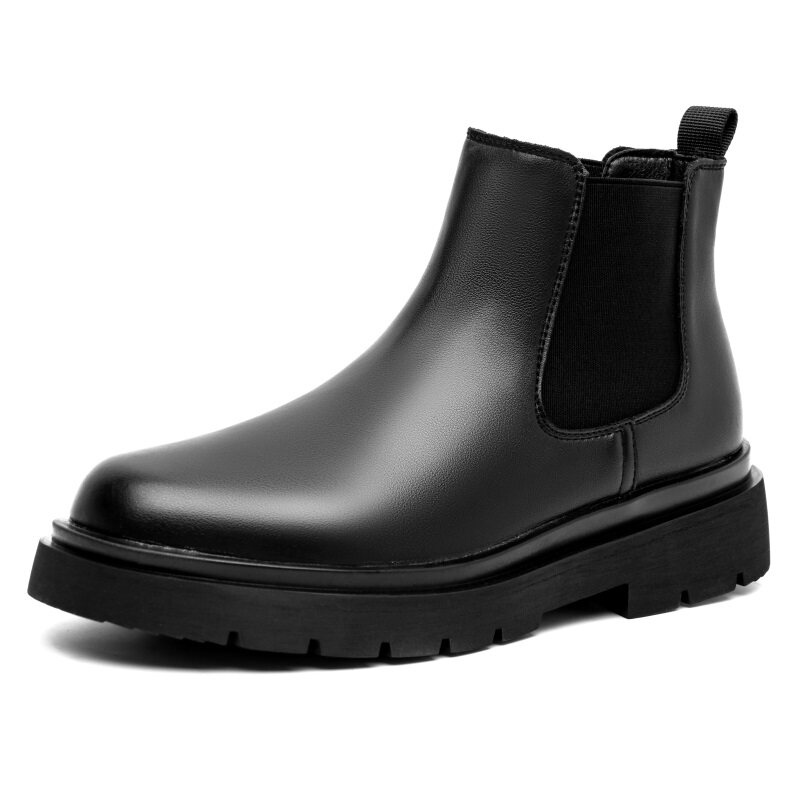 ONE-FOOT CHELSEA BOOTS MENS AUTUMN MID-TOP RETRO HEIGHTENED CHIMNEY BOOTS KOREAN VERSION OF THICK-SOLED MARTIN BOOTS LOW-TOP BOOTS