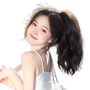 马尾假发女长发瀑布半扎高马尾假发抓夹水波纹假发辫子马尾