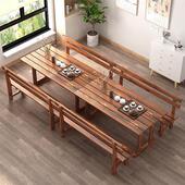 户外桌椅碳化木桌椅庭院商用茶桌实木咖啡桌酒吧桌快餐桌饭店桌椅