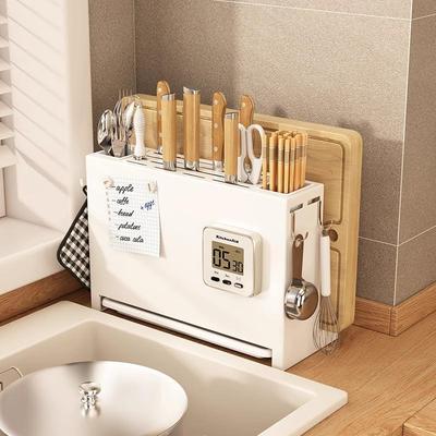 厨房菜刀架置物架沥水台面菜板架壁挂刀座筷筒筷子刀具收纳架磁吸